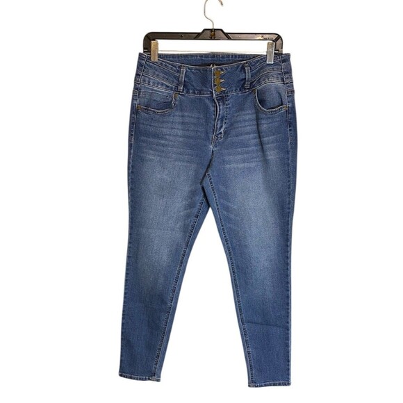 d.jeans Women's high  Rise Blue Acid Wash Casual Denim Stretch Jeans Size 12 - Picture 1 of 9